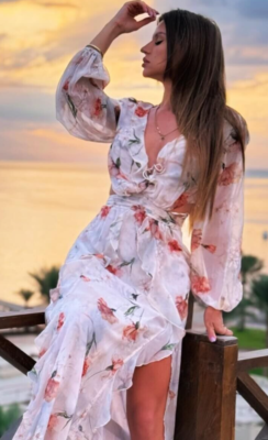 Zara Floral Cut-Out Ruffle Dress Cream Multicoloured Size XS