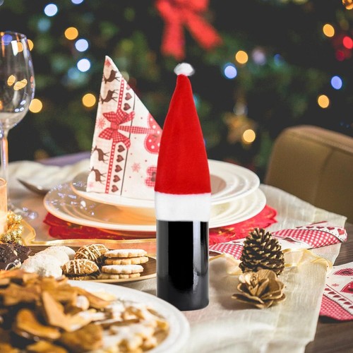 10 Christmas Table Decor Cutlery Holder Fork Bag Xmas Mini Santa Christmas Hat - Bild 7 von 12