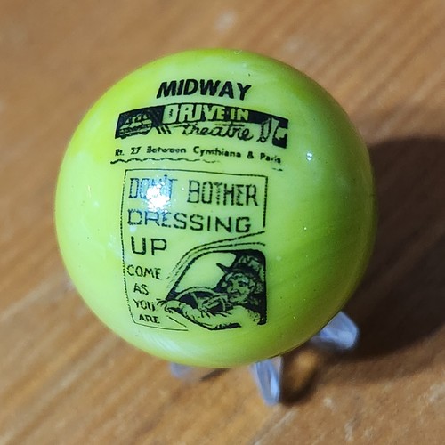 MIDWAY DRIVE-IN MOVIE THEATRE ADVERTISING MARBLE SHOOTER SZ 1" PARIS KENTUCKY