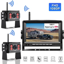 7" Digital Wireless Car Monitor DVR Record 2x Backup Rear View Camera Kit 12-24V
