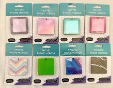 New Swivel Phone Mirror- Lot Of 8 Beauty Accessory- Pattern, Solid, Shimmer