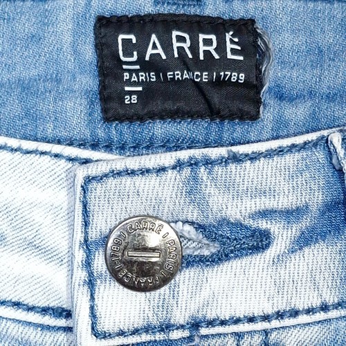 Carre Paris Jeans Mens 28 Skinny Punk Biker Denim Knee Zips Slim Fit Streetwear - Picture 5 of 21