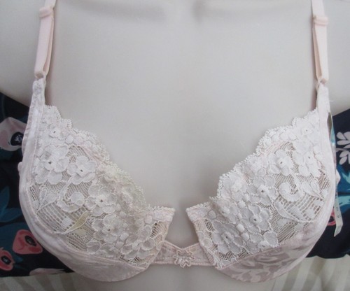 vintage VANITY FAIR disc. 75-004 sheer LACE unlined plunge UW cup bra sz 36 NOS