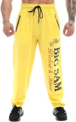 BIG SM Track Pants Sweatpants Trackpants Bodybuilding Gym men 1369-PNT-YELLOW