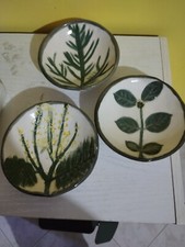 3 PIATTINI CIOTOLINE CIOTOLE IN CERAMICA FIORI NATURA BOMBONIERA REGALO