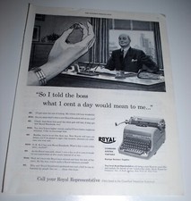 Vintage 1954 Royal Typewriter Saturday Evening Post Magazine Print Ad thumbnail
