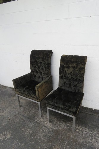 Hollywood Regency High Back Aluminum Black Gold Dining Chairs Set of Six 4682 - Picture 13 of 16