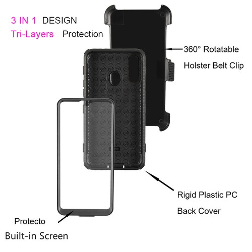 For Samsung Galaxy A20S Case Hybrid Outdoor Belt Clip Built in Screen Protector - Picture 8 of 26