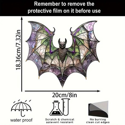 Halloween Bat Gothic Acrylic Window Hanging Colorful Decor Window Hanging D7 - Picture 11 of 12