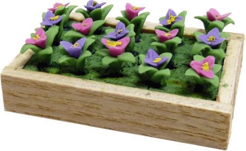 Casa delle Bambole Miniatura Piantine Fiori in Piatto -- Scala 1:12 - Foto 1 di 1