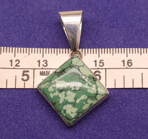 Joe Delgarito Argento Sterling Navajo Verde Turchese? Ciondolo 1 3/4" firmato - Foto 4 di 4