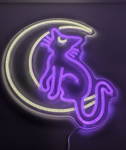 Sailor Moon Cat Neon Sign Anime Neon Sign Neon Light Sign Anime BEST Gifts A3 - Picture 2 of 7