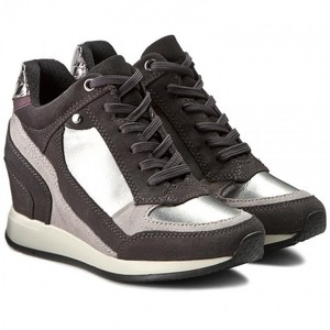 GEOX D540QA nydame sneakers zeppa donna antracite grigio lacci suola gomma GEOX D540QA nydame sneakers zeppa donna antracite grigio lacci suola gomma
