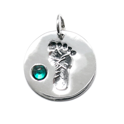 925 Sterling Silver Baby Feet Footprint Birthstone Charm - Choose Month - Picture 10 of 13