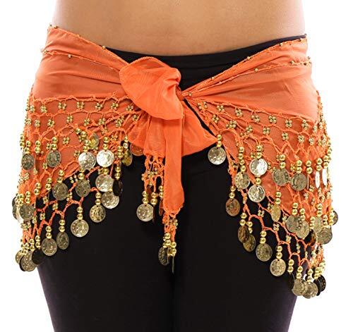 Women's Chiffon Belly Dance Hip Scarf Waistband Belt Skirt with128 Ringy Golden  - Bild 12 von 22