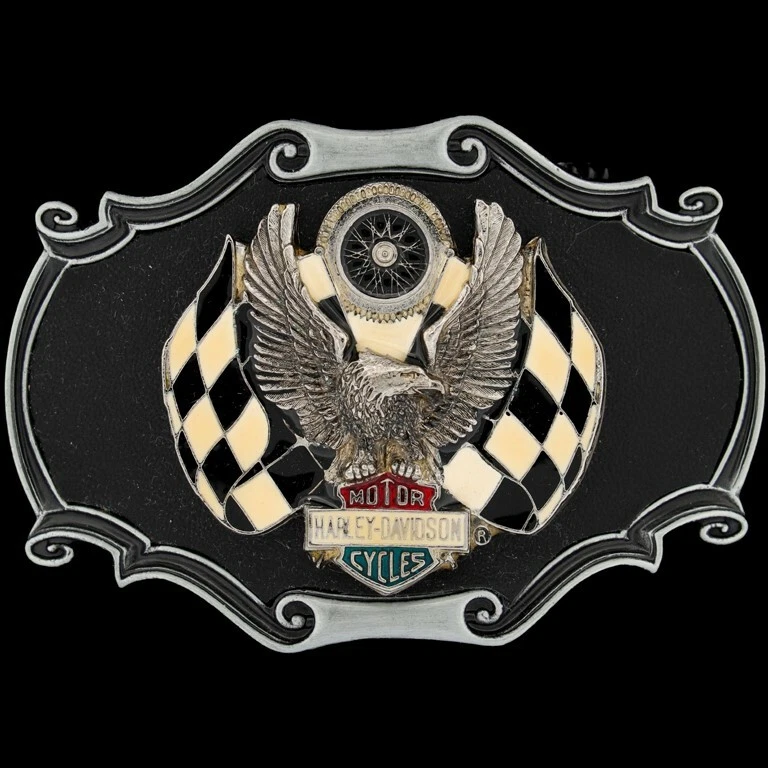 New Harley Davidson Motorcycle 75th B&S Logo Leather 70s NOS Vintage Belt Buckle - Image 2 of 4