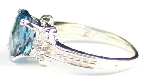 925 Sterling Silber Damen Ring, Schweizer Blautopas, SR136 - Bild 3 von 5