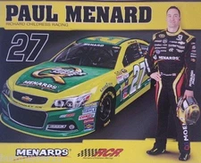 2015 PAUL MENARD "QUAKER STATE CHEVY SS" #27 NASCAR SPRINT CUP SERIES POSTCARD