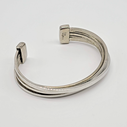 Brazalete de plata LIA SOPHIA AERODINÁMICO - Diseño entrecruzado en capas - Imagen 8 de 9