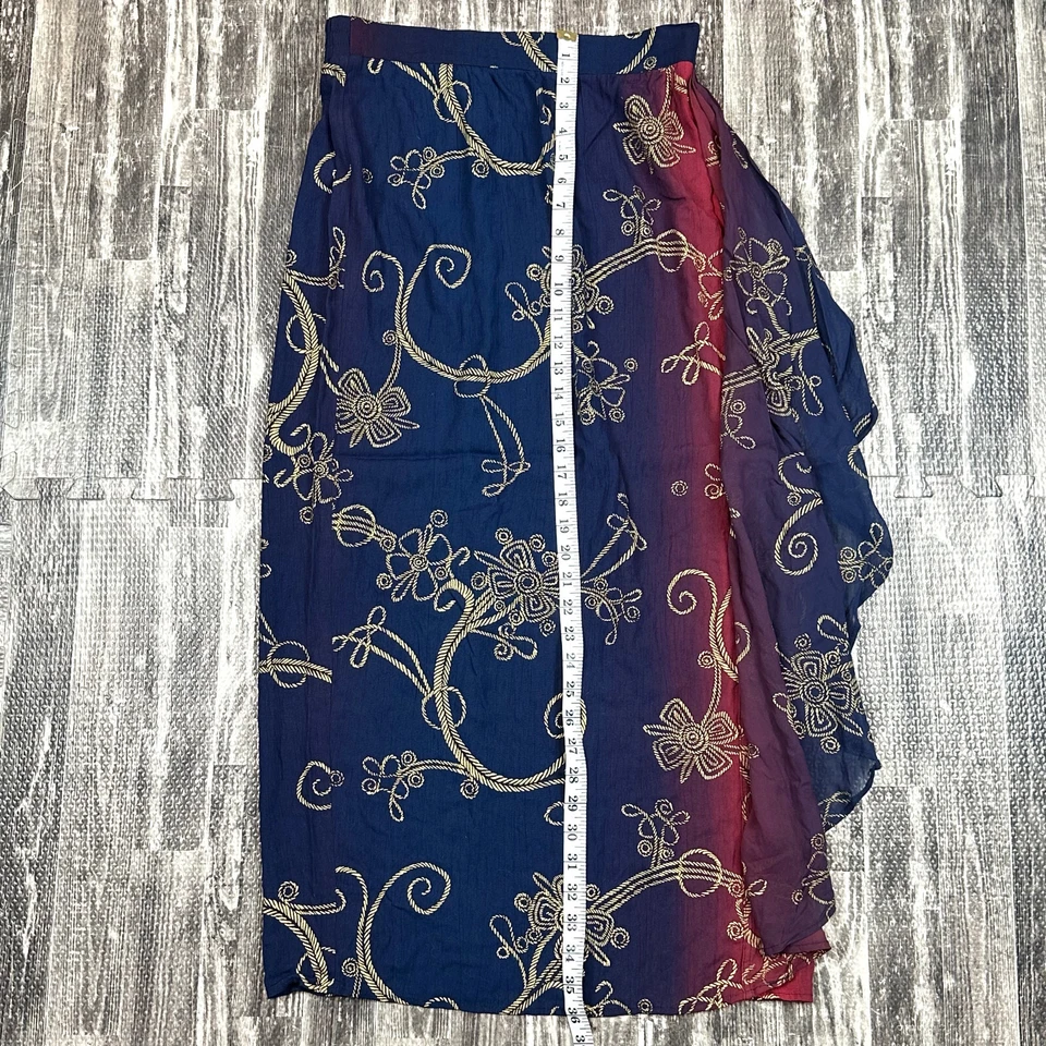 Saia CAROLE LITTLE Feminina tamanho 10 Ombre Envoltório Falso Elástico Cintura Puxador NOVO VINTAGE - Imagem 4 de 4