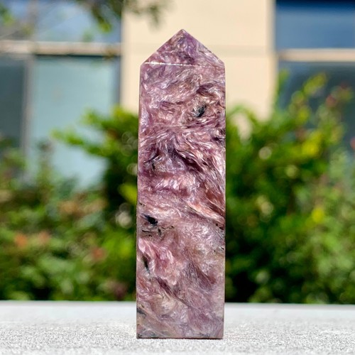 30G Natural Charoite Quartz Obelisk Crystal Energy Tower Point Reiki Decor - Picture 8 of 21
