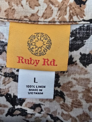 $60 Ruby Rd 100% Linen Shirt Women L 3/4 Sleeve Button Up Laggenlook New - Picture 8 of 10