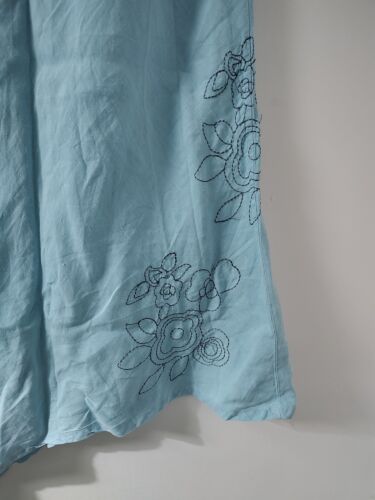 White Stuff Light Blue Linen Asymmetric Embroided Skirt Size 2 UK 10 - Picture 4 of 7