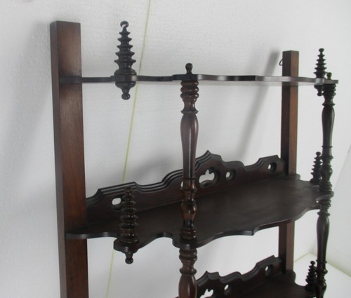 Edwardian Shelf Cabinet Bobbin Spindles Standing and Hanging Wood Gorgeous HTF - Picture 8 of 10