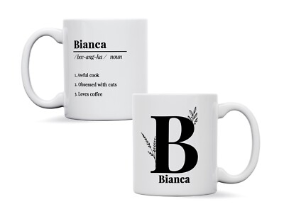 Personalisierte Tasse Name Anfangsbuchstabe individuell, Erwachsene Geburtstag, Definition Geschenk