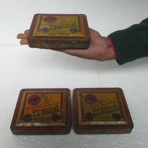 3 Pc Vintage Old Tin Box Prabhat Ad. Litho Tin Box , Collectible - Picture 2 of 9