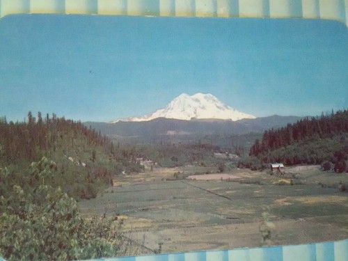 CARTOLINA D'EPOCA MOUNT RAINIER & OHOP VALLEY WASHINGTON - Foto 1 di 12