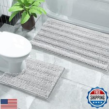 Yimobra Washable Bathroom Rugs Sets 2 Piece, Non Slip and Absorbent Toilet Ma