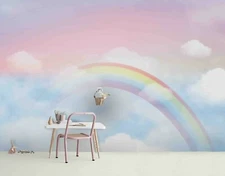 3D Sky Rainbow Clouds Self-adhesive Removeable Wallpaper Wall Mural Sticker 52