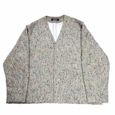 Used 2009 SS Raf Simons Tweed No Collar Jacket Outer Mens Size 48 Very Rare