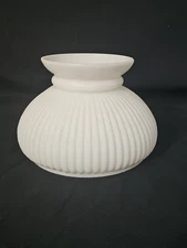 Vintage White Ribbed Student Lamp Shade Globe Milk Glass 7” Fitter Bottom