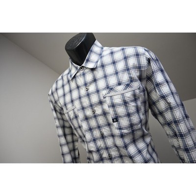 7 Diamonds Button Down Shirt Mens Large Navy Blue Plaid Long Sleeve Excellent
