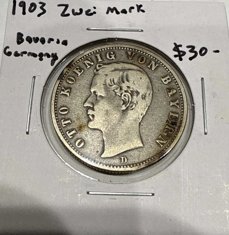 1903 Zwei Mark Bavaria Germany 2 Marks Foreign Silver Coin - Image 3 of 4
