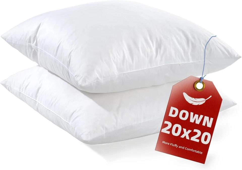 Juego de almohadas lumbares grandes 20x20 - Funda de algodón blanco duradera, hipoalergénica Foto 3 de 4