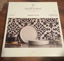 Set 4 Stoneware 10 3/4” Dinner Plate Cream - Hearth & Hand with Magnolia 10.75”