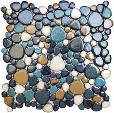 Azulejo de guijarros azul cobalto Aqua para impresionantes pisos de ducha y salpicaderos
