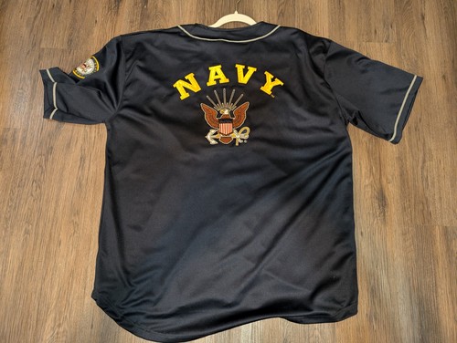 Navy College Jersey Rapid Dominance Mens XXL Button Up Stitched - Picture 1 of 6