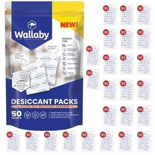 Wallaby 2g Silica Gel Desiccant Packs 50 Count Food Safe Moisture Absorbers