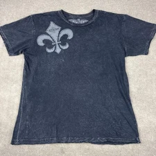 Affliction Shirt Mens L Fleur De Lis Biker Skull MMA Gothic Couture Cyber VTGY2K