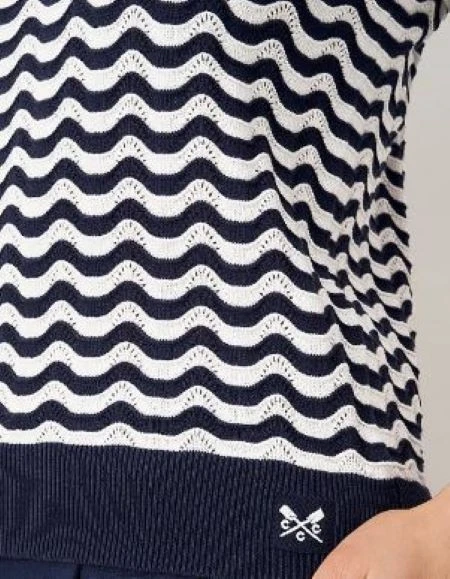 CREW CLOTHING T-Shirt Womens Knit Short Sleeves Ladies Striped Scallop Size 8 UK - Image 3 of 4