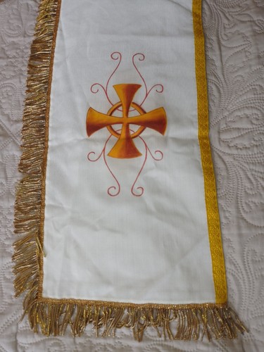 PARTIE DE Conopée TABERNACLE/TISSUS BLANC/FAIT MAIN/FRANGES DORé/AUTEL/XXème - Picture 2 of 8