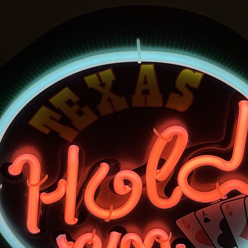Texas Hold 'Em Hängeschild Neon beleuchtet Karten Bar Mann Höhle Pool Zimmer - Bild 2 von 12