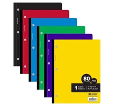 Lot Of 6 BAZIC Notebook College Ruled 1 Subject 80 Sheets Wireless Notebooks NEW