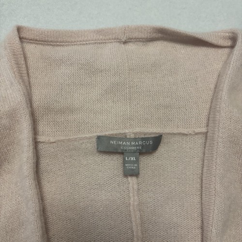 Neiman Marcus Strickjacke Damen L/XL rosa Kaschmir Wasserfall vorne offen groß - Bild 2 von 8