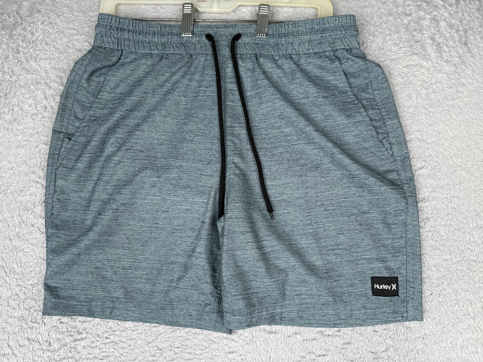 Hurley Shorts Mens Small Blue Microfiber 7 Inseam Elastic Waist Swim Quick Dry