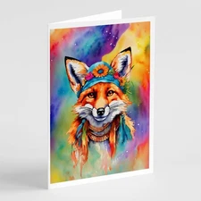 Hippie Animal Fox Greeting Cards and Envelopes Pack of 8 DAC3984GCA7P